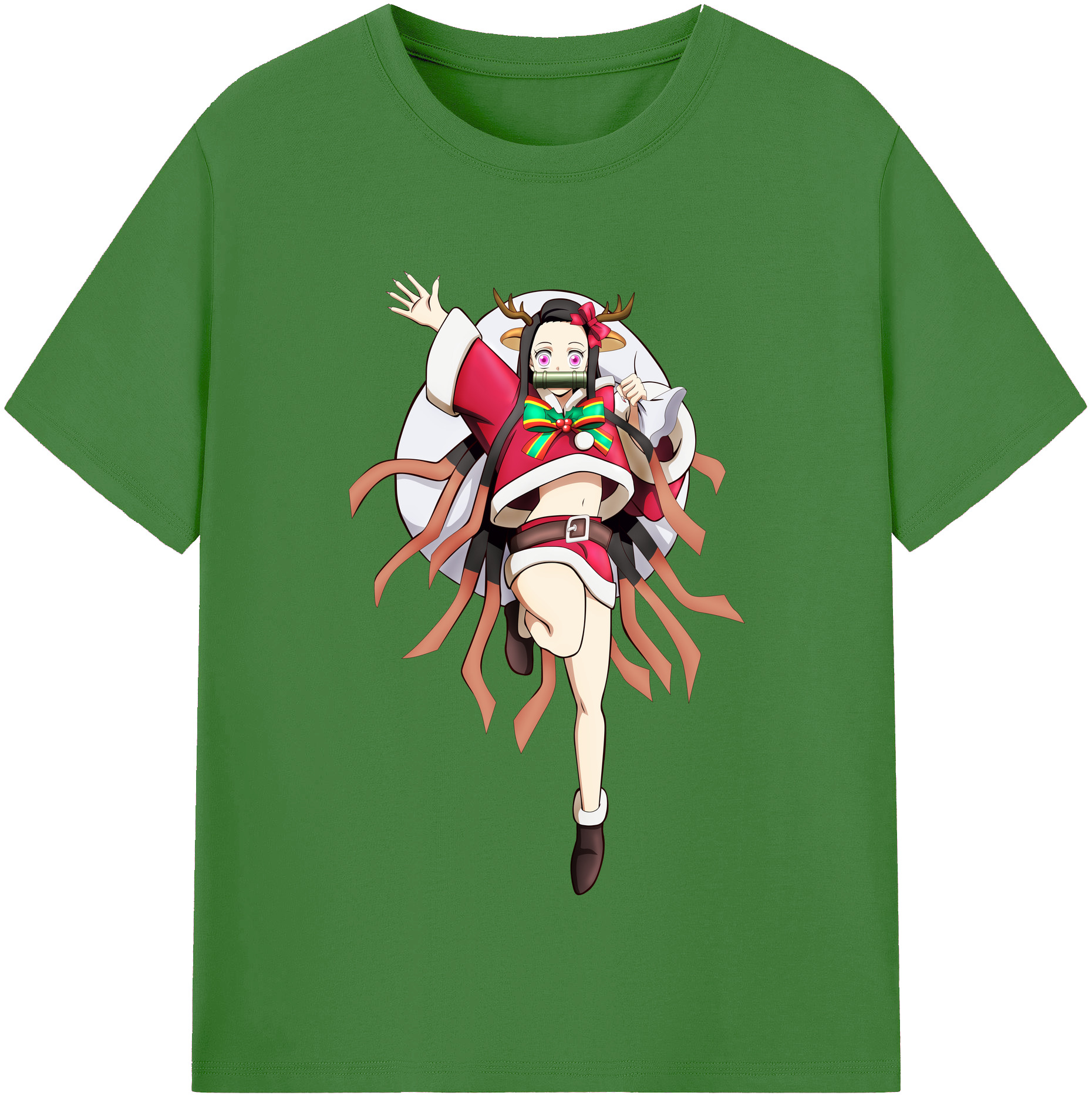 （画像用） 鬼滅の刃（きめつのやいば）竈門 禰󠄀豆子／かまど ねずこ Kamado Nezuko レディースカジュアルプリントTシャツ（綿100％）